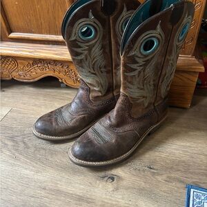 Ariat Brown and Teal Western Boots